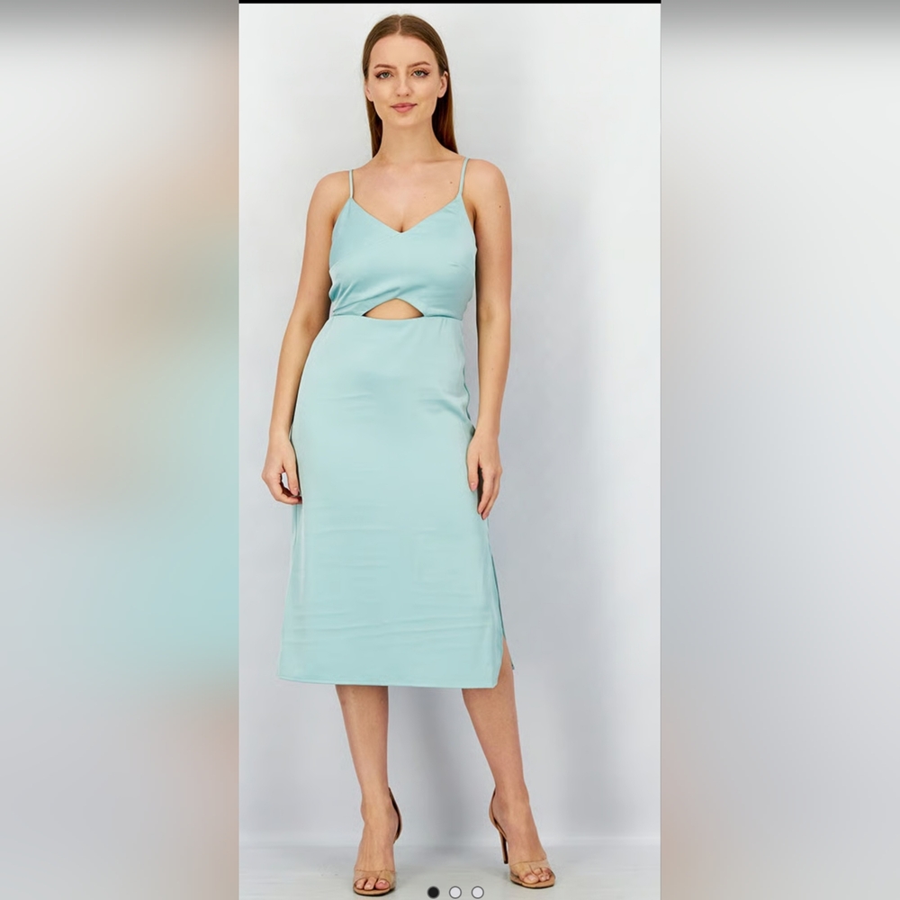 Sam Edelman  Cutout Satin Slip Dress in Mint Size 6 - Picture 3 of 4
